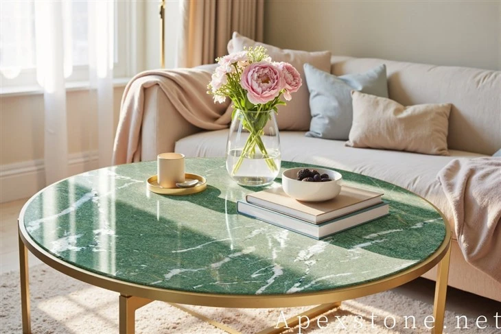 Small Round Green Marble Coffee Table factory